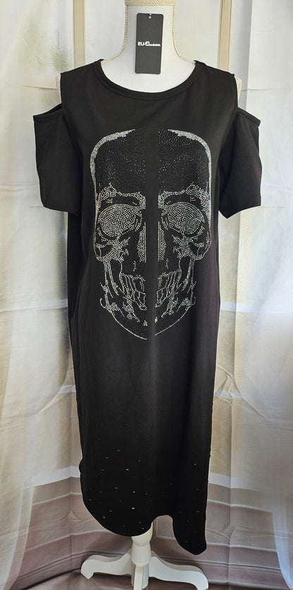 Kleid "Skull" schwarz, Grösse M, L & XL von EU-QUEEN