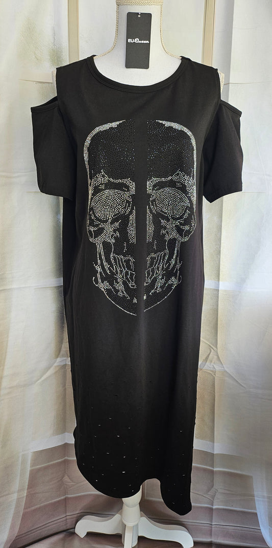 Kleid "Skull" schwarz, Grösse M, L & XL von EU-QUEEN