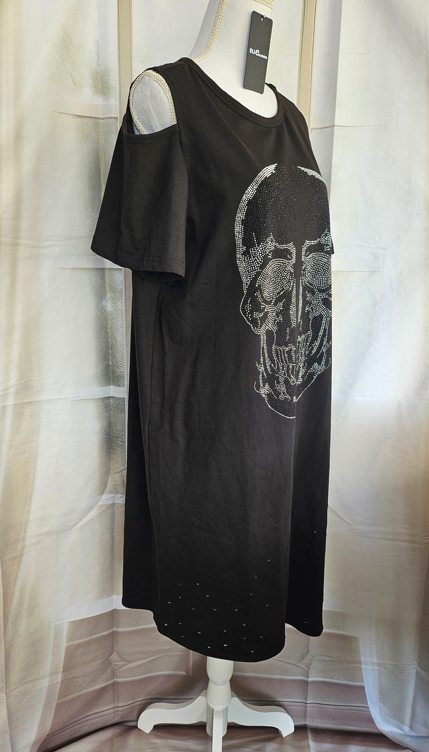 Kleid "Skull" schwarz, Grösse M, L & XL von EU-QUEEN