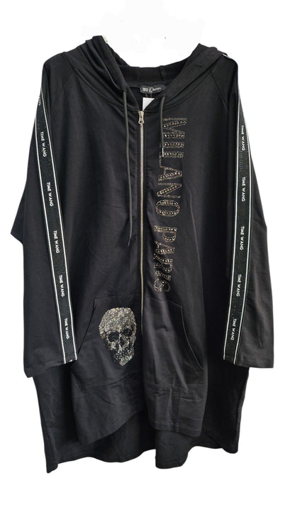 Kapuzencardigan "Skull" schwarz, Grösse L (oversize 44) von EU-QUEEN