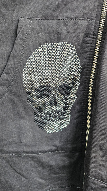 Kapuzencardigan "Skull" schwarz, Grösse L (oversize 44) von EU-QUEEN