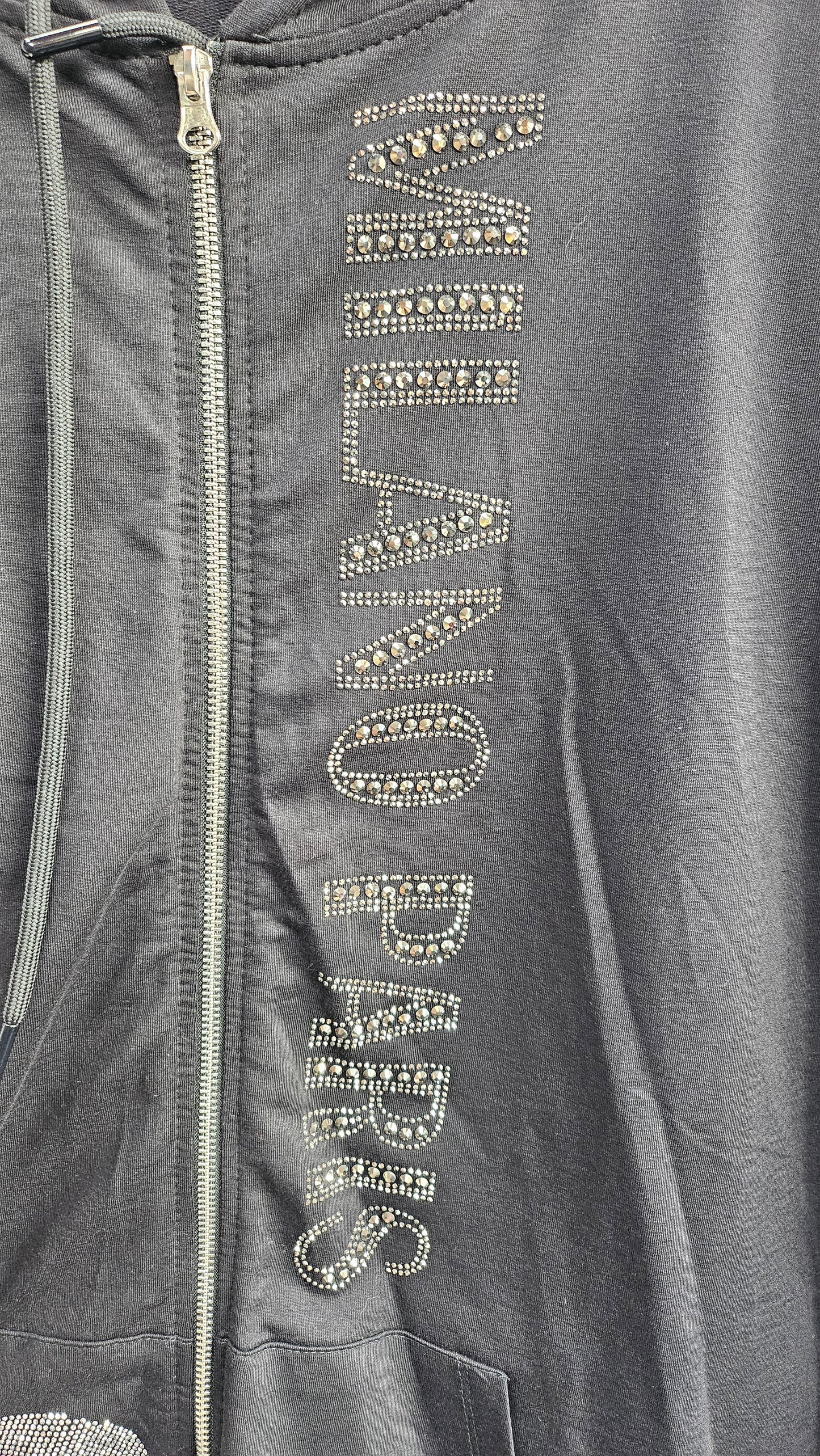 Kapuzencardigan "Skull" schwarz, Grösse L (oversize 44) von EU-QUEEN