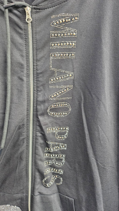 Kapuzencardigan "Skull" schwarz, Grösse L (oversize 44) von EU-QUEEN
