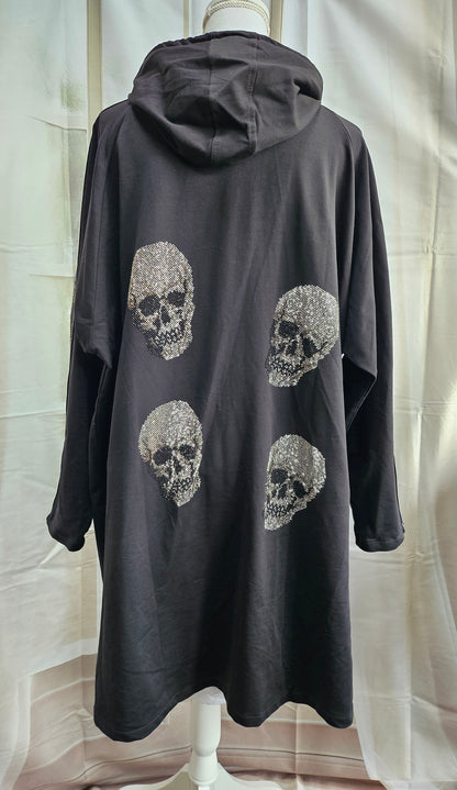 Kapuzencardigan "Skull" schwarz, Grösse L (oversize 44) von EU-QUEEN
