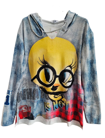 Kapuzenshirt "Tweety" weiss/rot, Grösse onesize bis 44 von ROSE