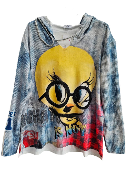 Kapuzenshirt "Tweety" weiss/rot, Grösse onesize bis 44 von ROSE