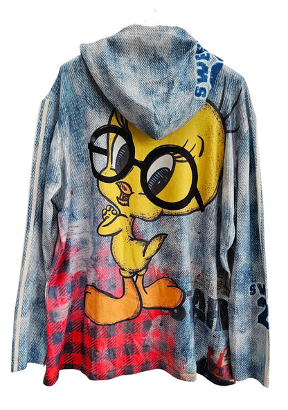 Kapuzenshirt "Tweety" weiss/rot, Grösse onesize bis 44 von ROSE