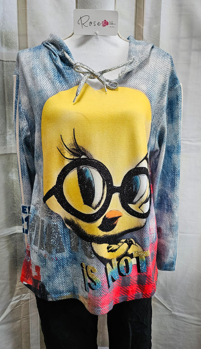 Kapuzenshirt "Tweety" weiss/rot, Grösse onesize bis 44 von ROSE