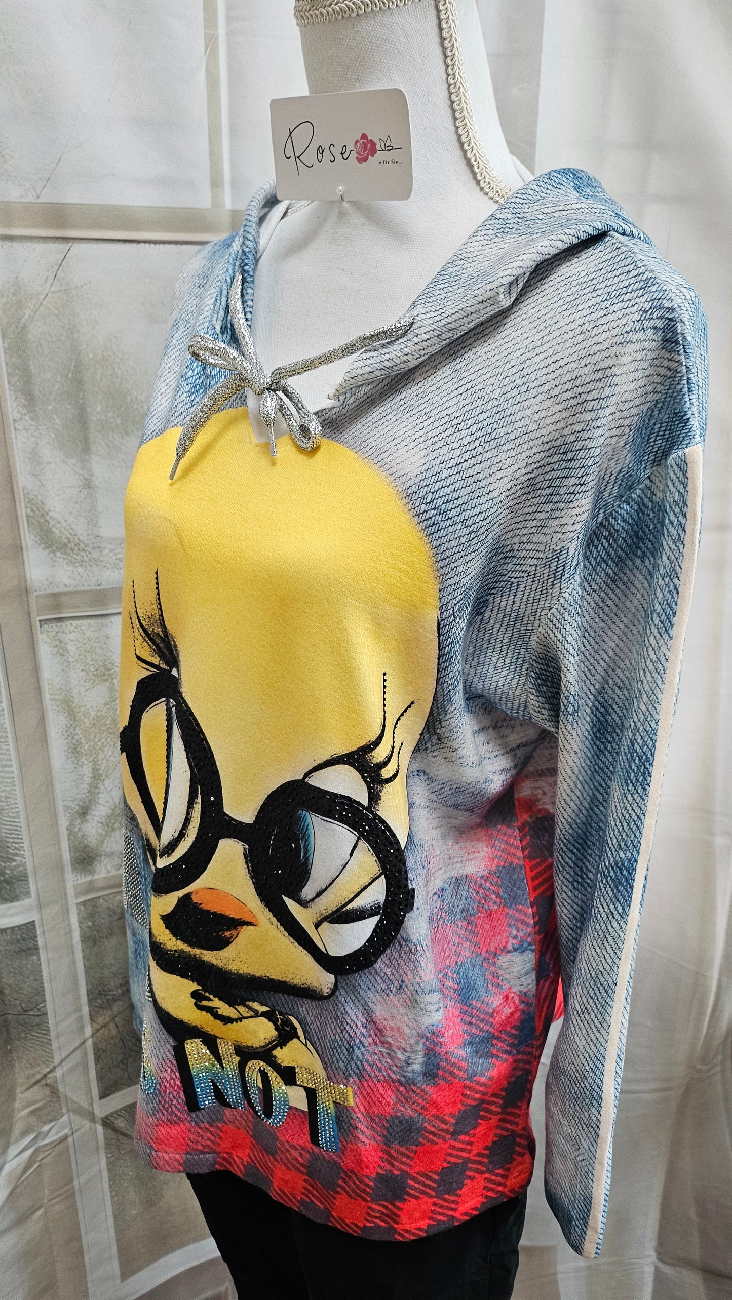 Kapuzenshirt "Tweety" weiss/rot, Grösse onesize bis 44 von ROSE