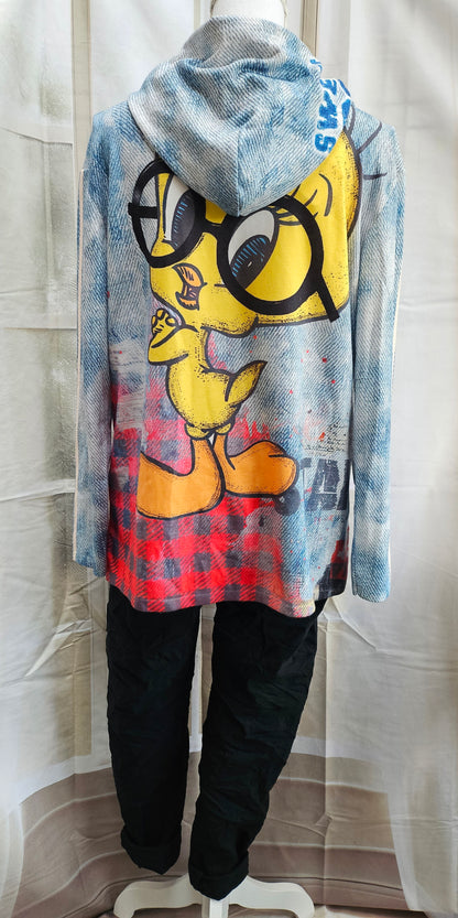 Kapuzenshirt "Tweety" weiss/rot, Grösse onesize bis 44 von ROSE