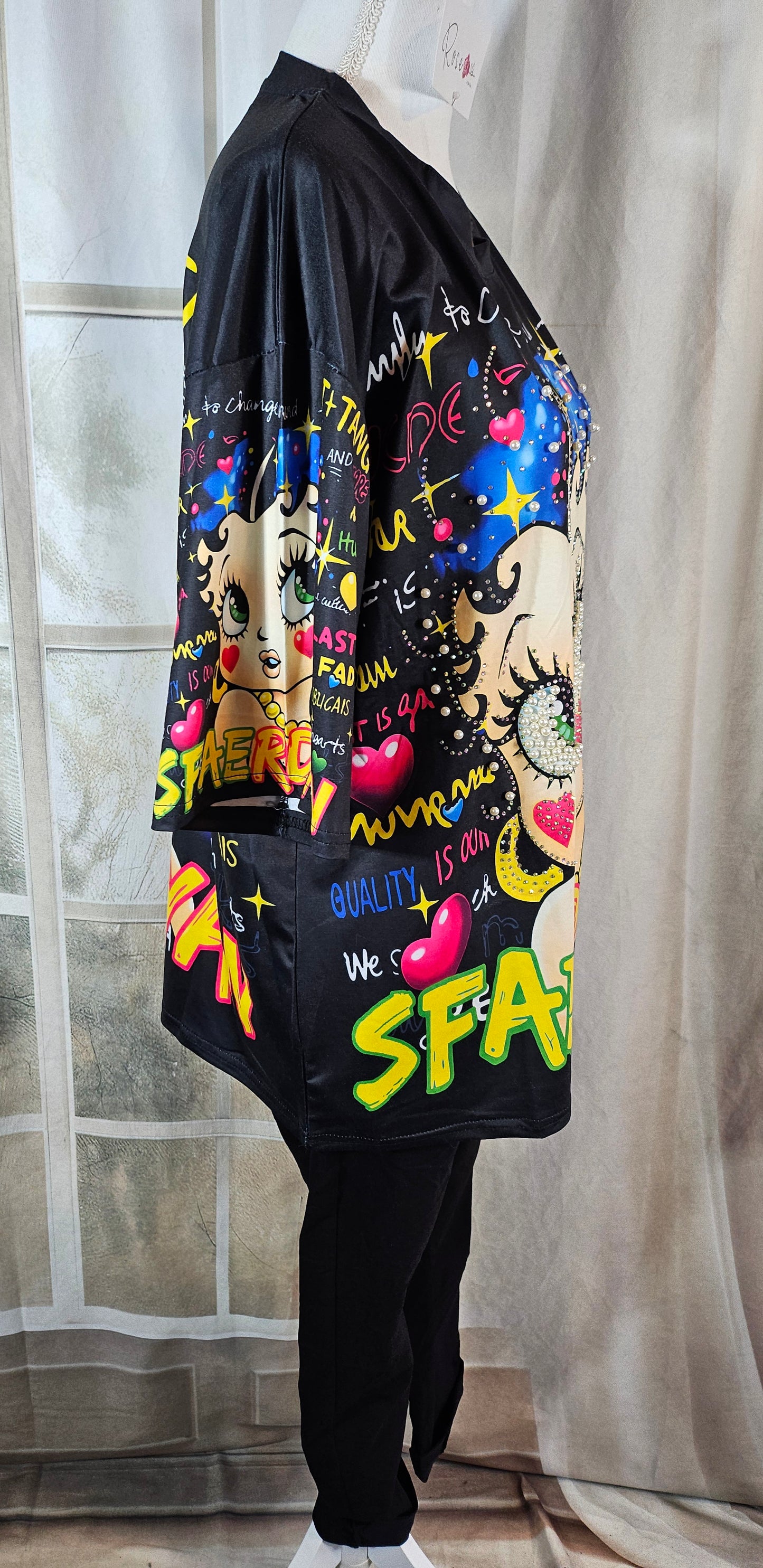 Tshirt schwarz "Betty", Gr. onesize 38 bis 42/44 von ROSE