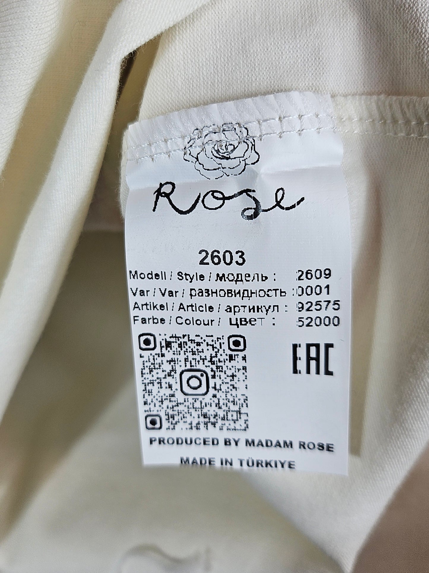 Tshirt wollweiss "Betty", Gr. onesize 38 bis 42 von ROSE