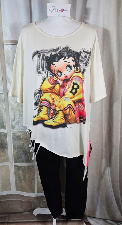 Tshirt wollweiss "Betty", Gr. onesize 38 bis 42 von ROSE