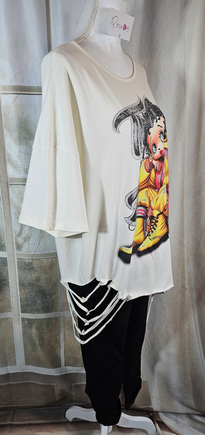 Tshirt wollweiss "Betty", Gr. onesize 38 bis 42 von ROSE