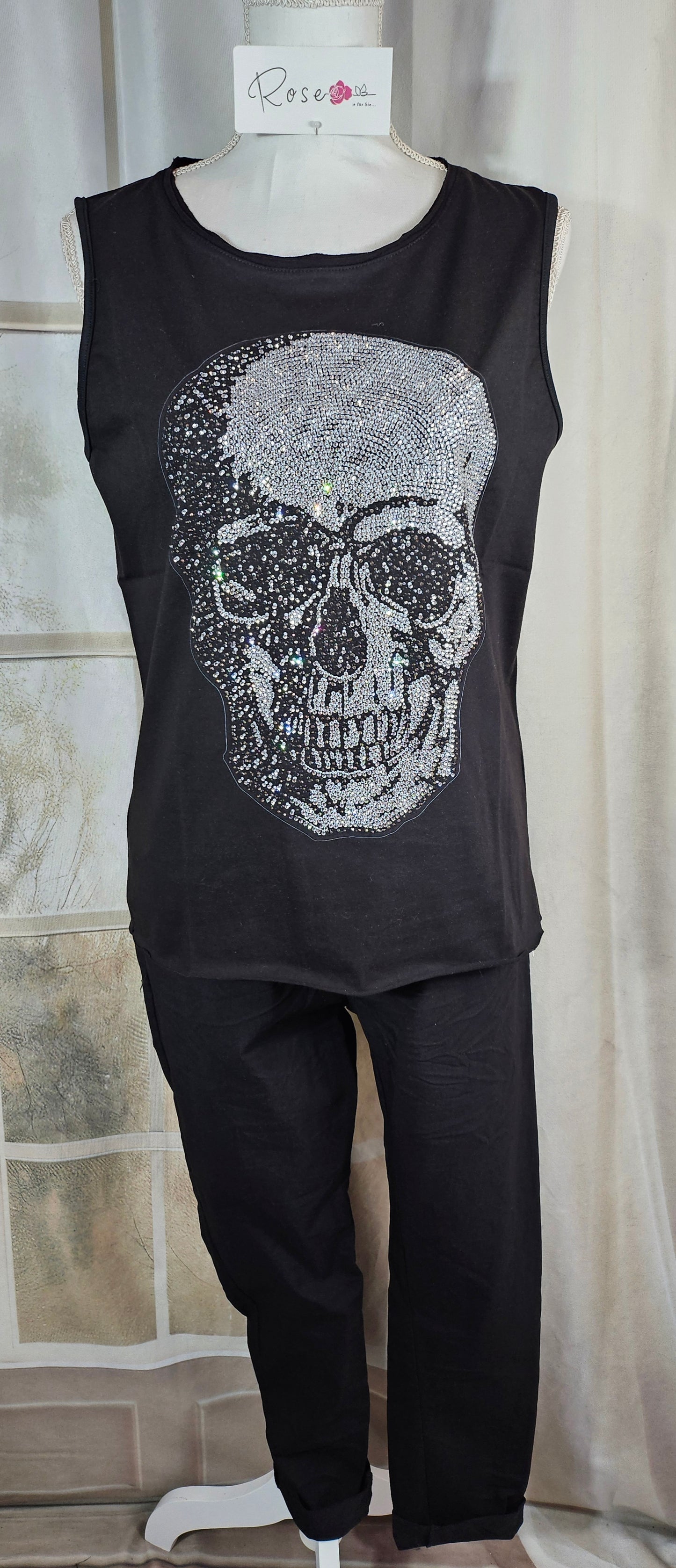 Baumwolltop "Skull", Grösse S/M & L/XL von ROSE