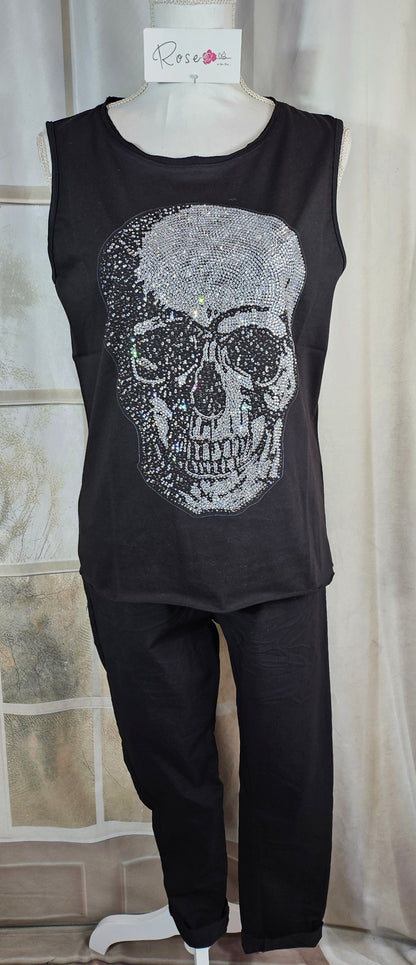 Baumwolltop "Skull", Grösse S/M & L/XL von ROSE