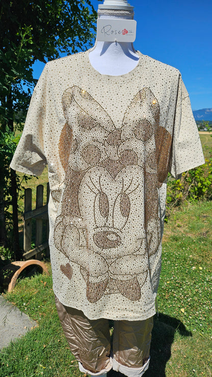 Tshirt beige "Bling bling Minnie", Gr. 38 bis 44 von ROSE