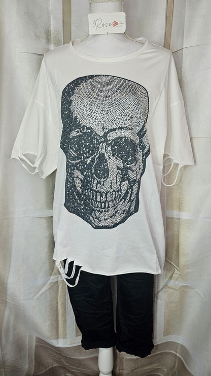 Tshirt wollweiss "Skull", Grösse S/M & L/XL von ROSE