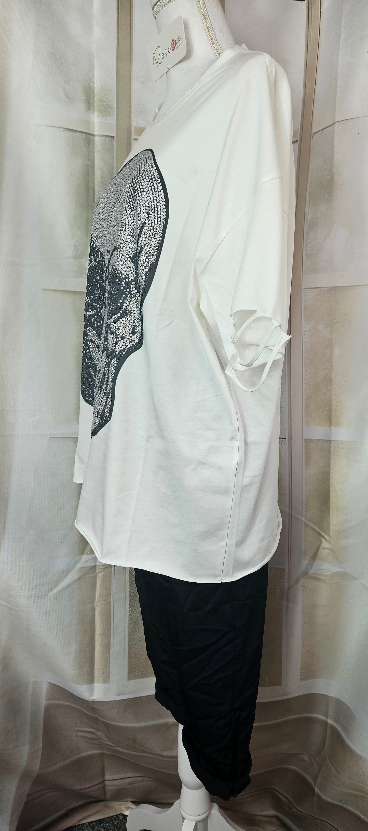 Tshirt wollweiss "Skull", Grösse S/M & L/XL von ROSE