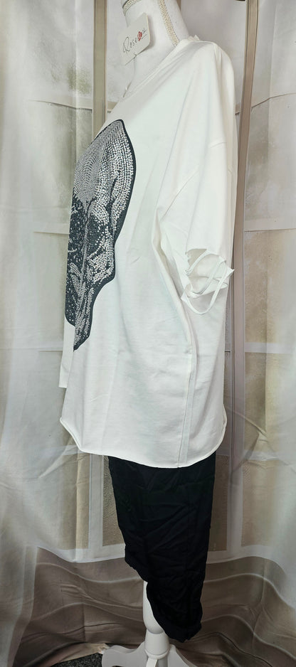 Tshirt wollweiss "Skull", Grösse S/M & L/XL von ROSE