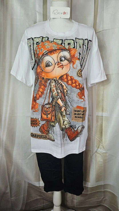 Tshirt weiss "Happy Girl", Gr. onesize 38 bis 42/44 von ROSE