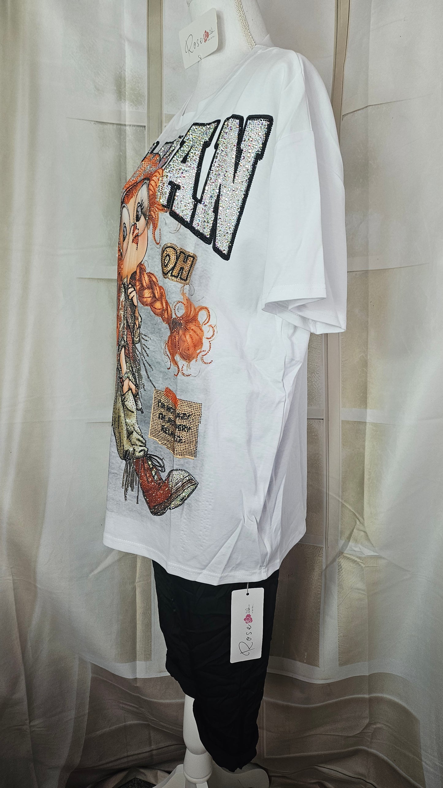 Tshirt weiss "Happy Girl", Gr. onesize 38 bis 42/44 von ROSE