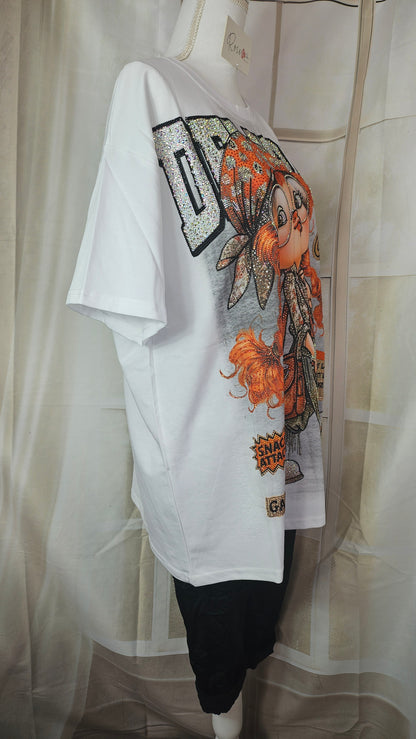 Tshirt weiss "Happy Girl", Gr. onesize 38 bis 42/44 von ROSE