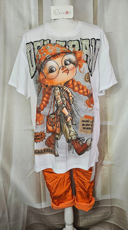 Tshirt weiss "Happy Girl", Gr. onesize 38 bis 42/44 von ROSE