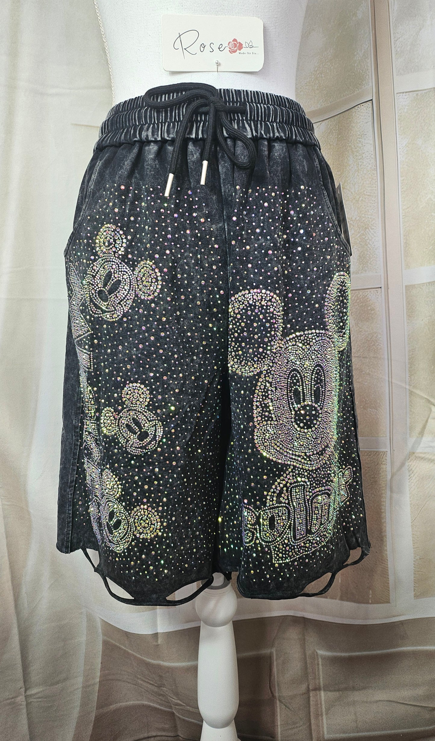 Bermudas "Mickey Bling Bling" schwarz, Grösse S/M & M/L von ROSE