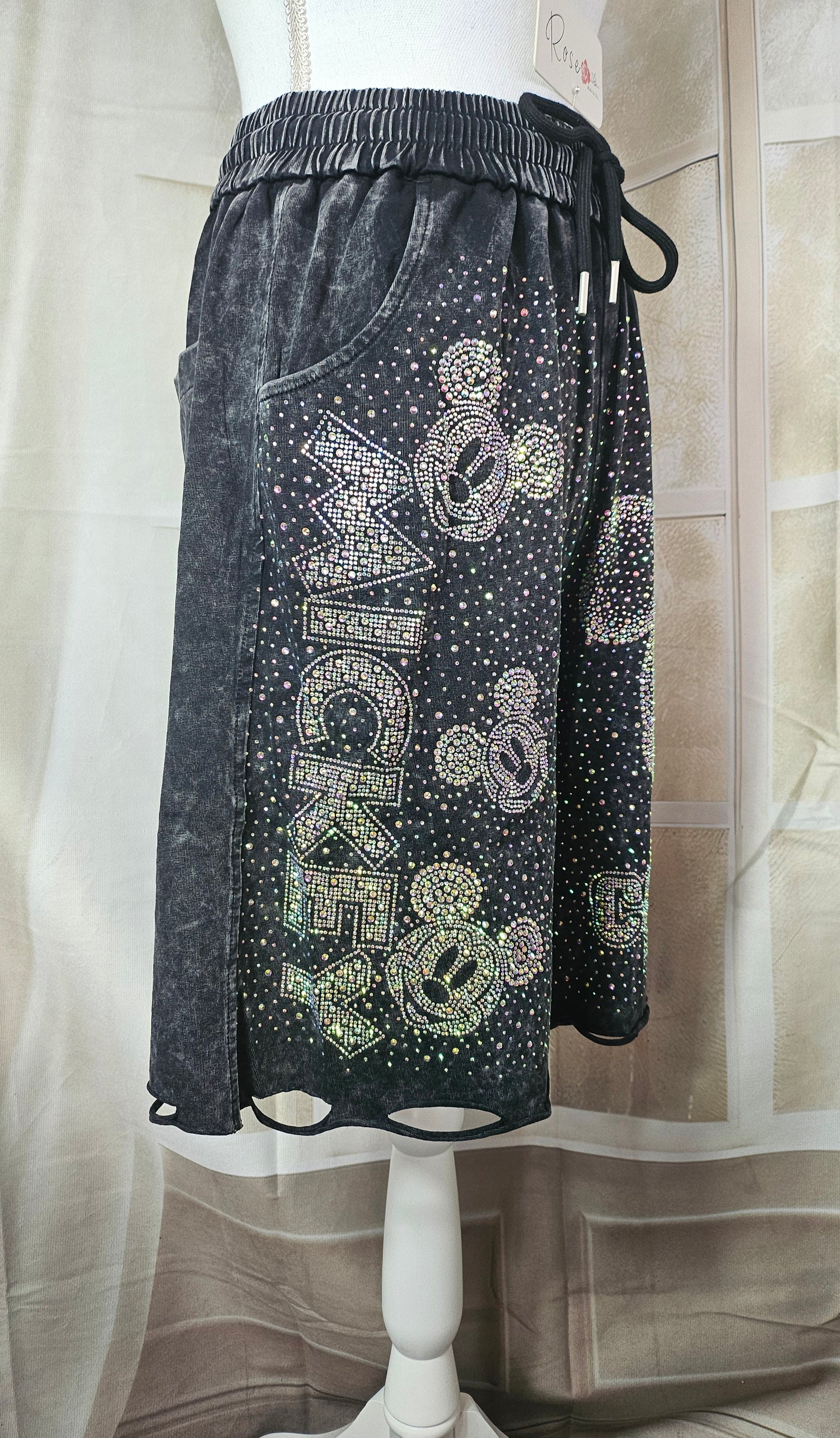 Bermudas "Mickey Bling Bling" schwarz, Grösse S/M & M/L von ROSE