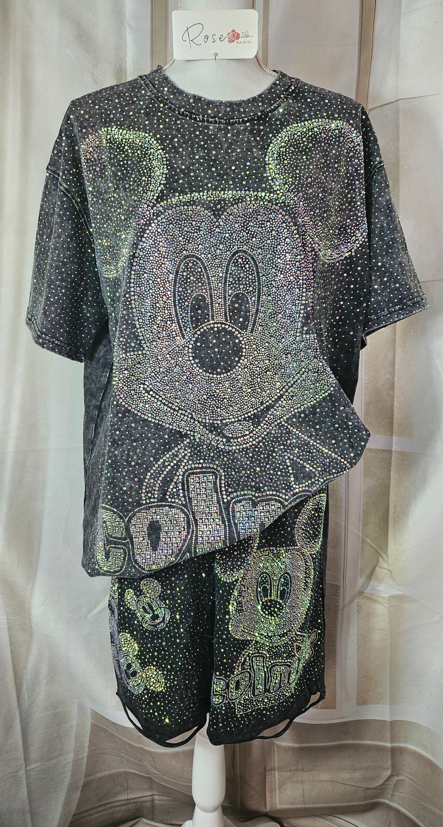 Bermudas "Mickey Bling Bling" schwarz, Grösse S/M & M/L von ROSE