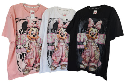 Tshirt rosa "Minnie bling bling", Grösse onesize, 38 bis 44 von ROSE