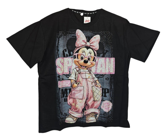 Tshirt schwarz "Minnie bling bling", Grösse onesize, 38 bis 44 von ROSE