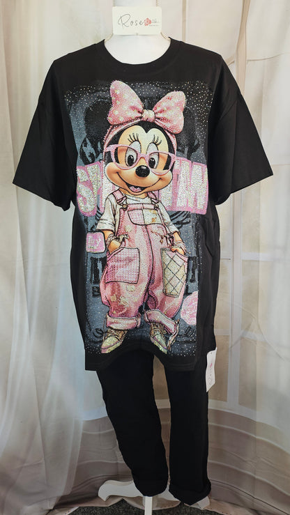 Tshirt schwarz "Minnie bling bling", Grösse onesize, 38 bis 44 von ROSE