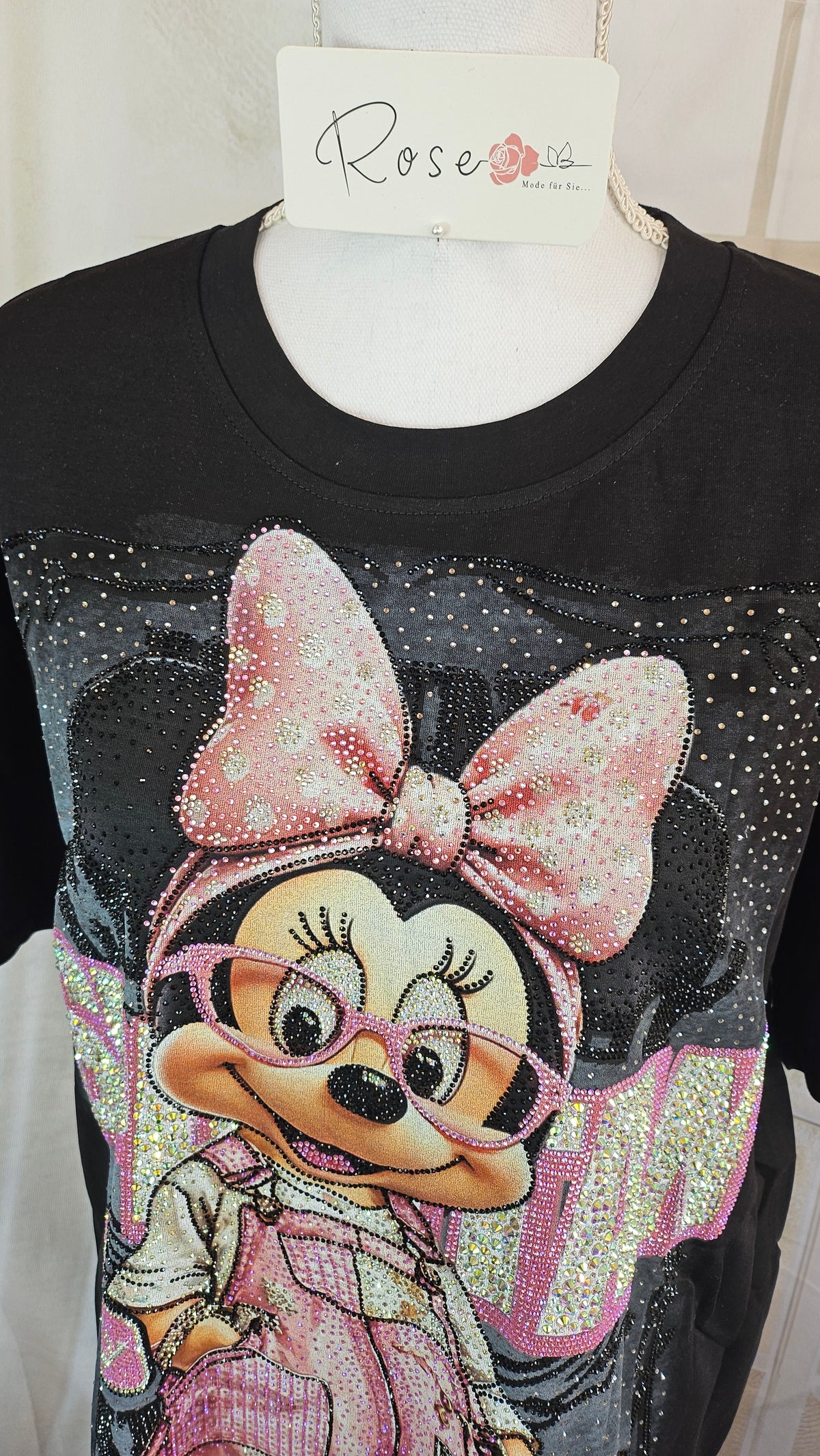 Tshirt schwarz "Minnie bling bling", Grösse onesize, 38 bis 44 von ROSE