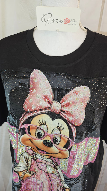 Tshirt schwarz "Minnie bling bling", Grösse onesize, 38 bis 44 von ROSE