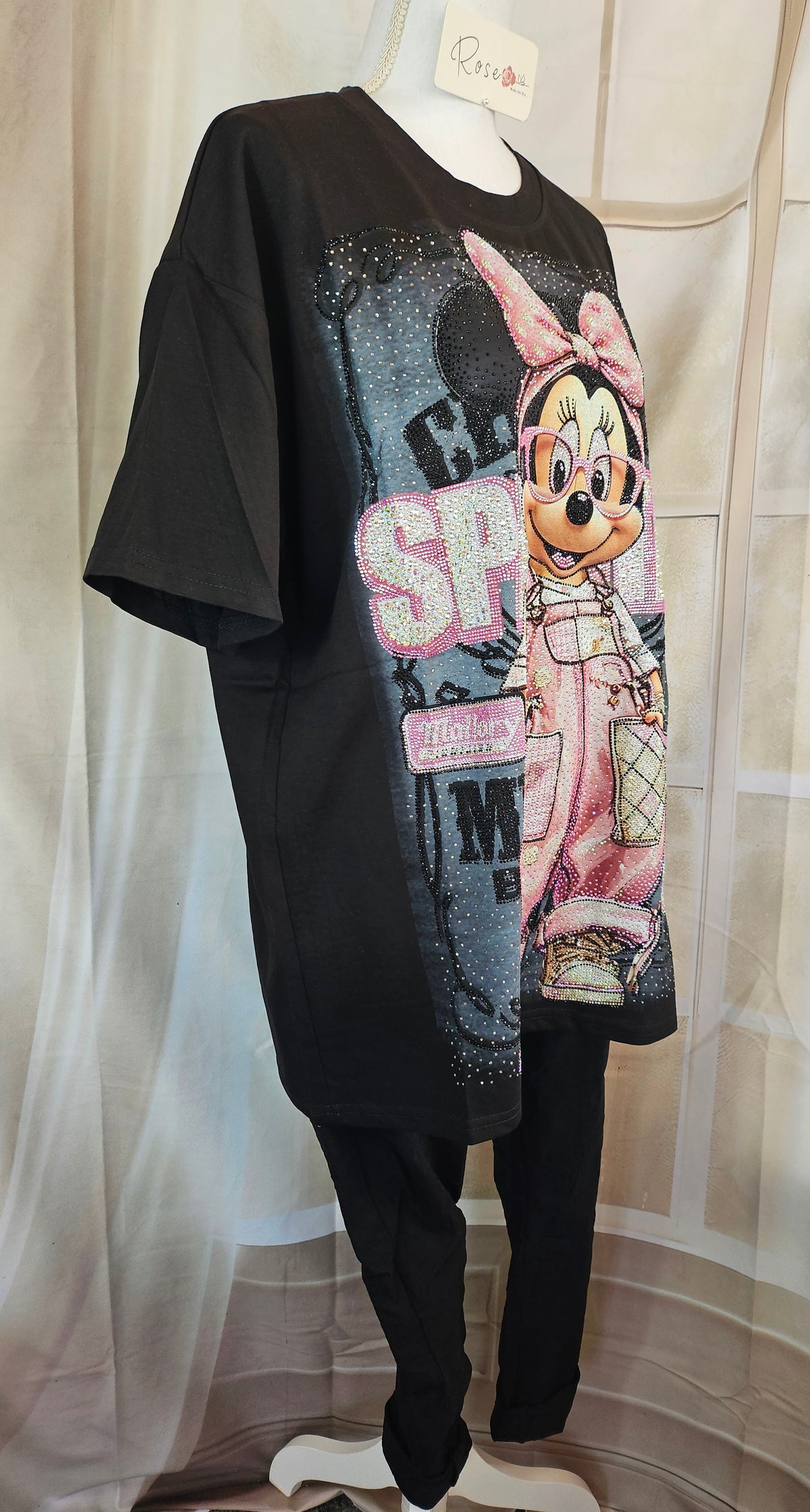 Tshirt schwarz "Minnie bling bling", Grösse onesize, 38 bis 44 von ROSE