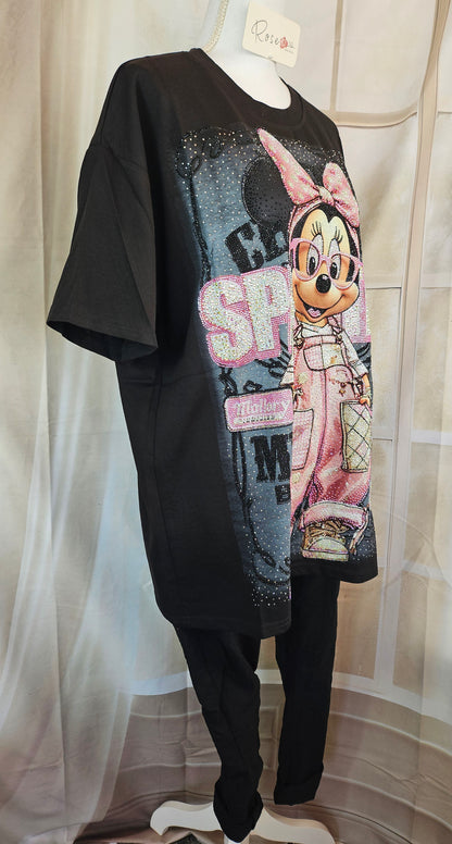 Tshirt schwarz "Minnie bling bling", Grösse onesize, 38 bis 44 von ROSE
