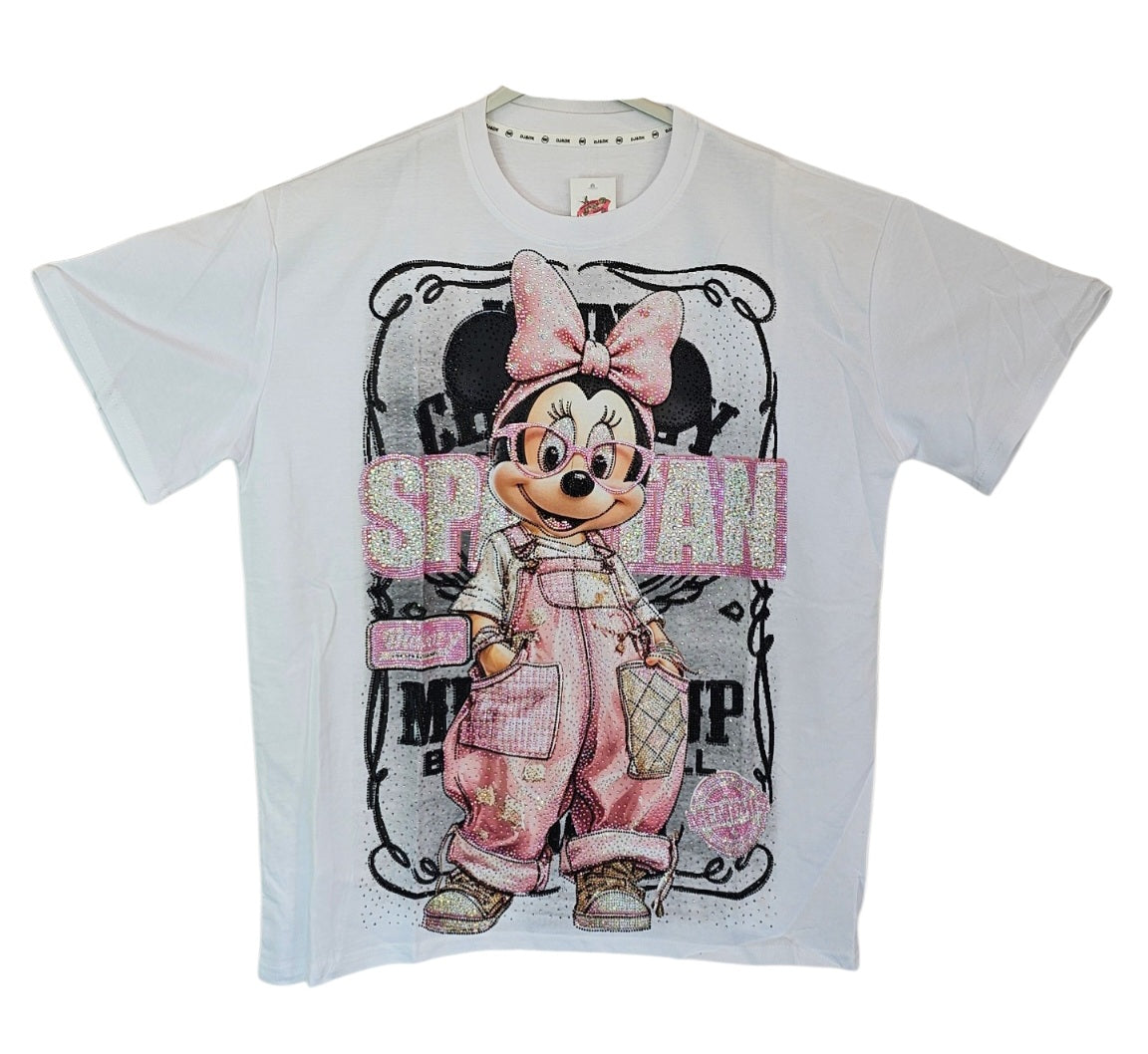 Tshirt weiss "Minnie bling bling", Grösse onesize, 38 bis 44 von ROSE