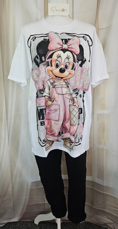 Tshirt weiss "Minnie bling bling", Grösse onesize, 38 bis 44 von ROSE