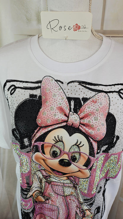 Tshirt weiss "Minnie bling bling", Grösse onesize, 38 bis 44 von ROSE