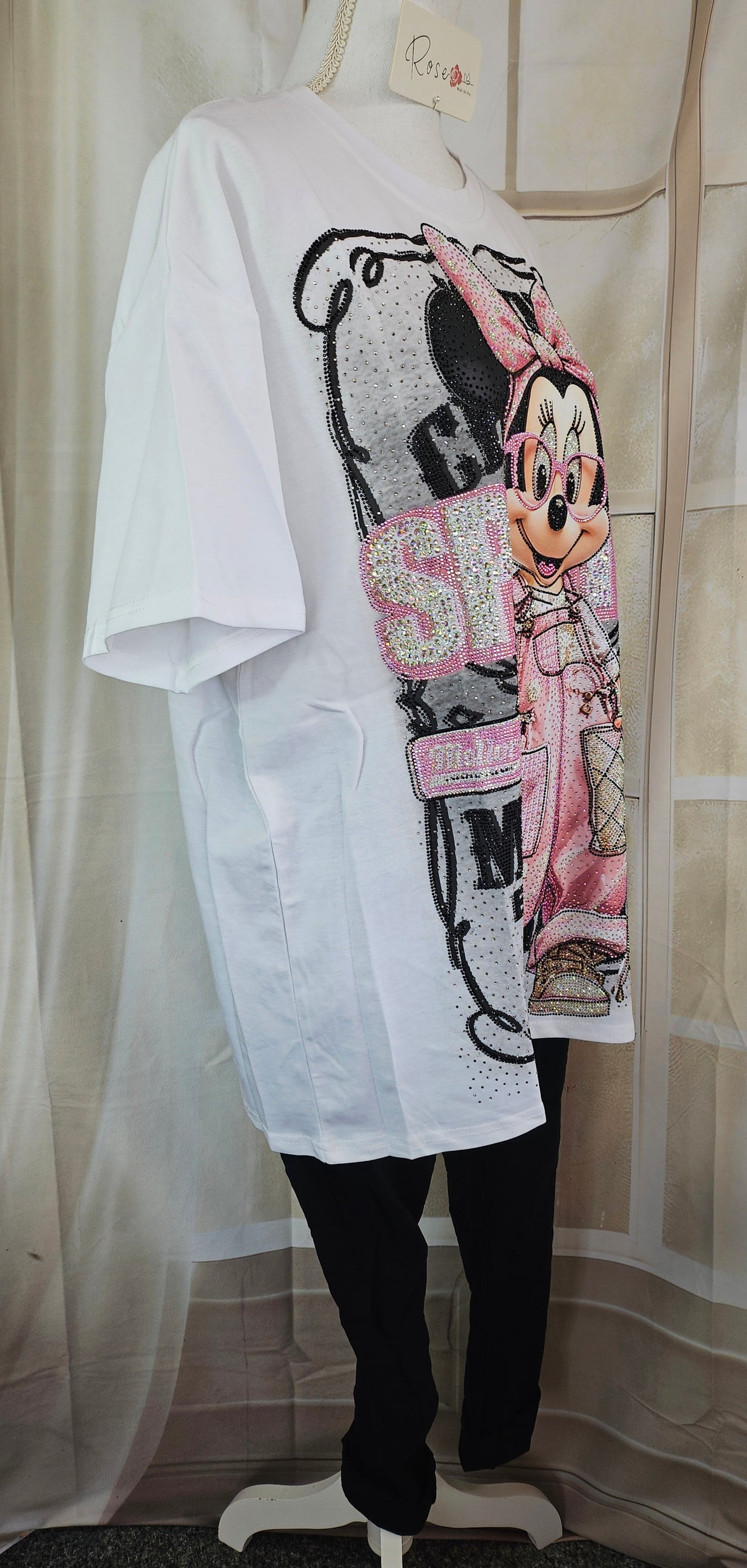 Tshirt weiss "Minnie bling bling", Grösse onesize, 38 bis 44 von ROSE