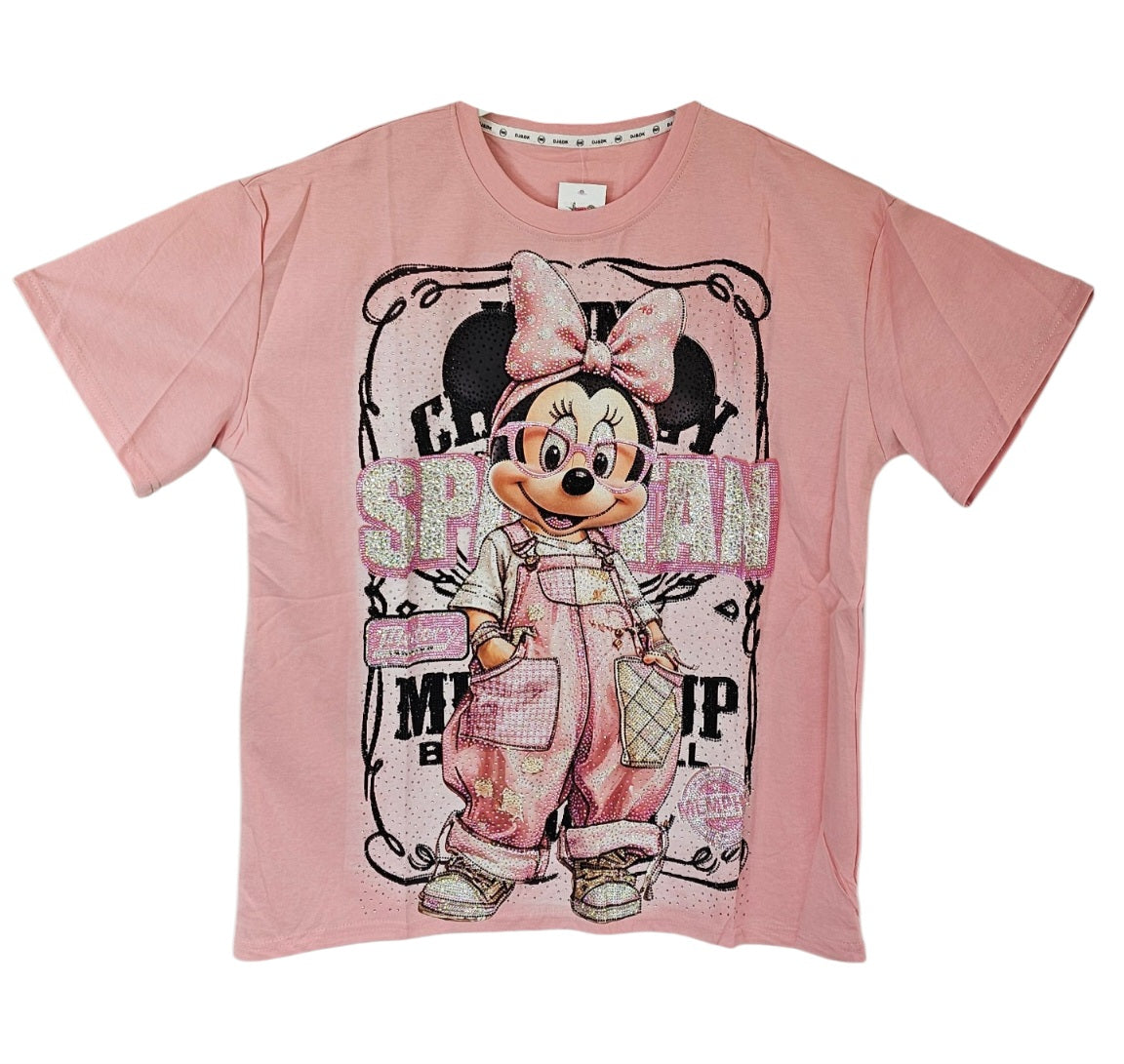 Tshirt rosa "Minnie bling bling", Grösse onesize, 38 bis 44 von ROSE