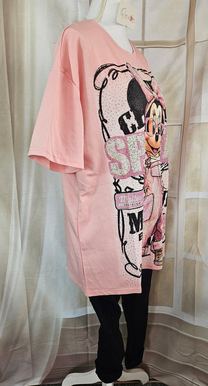 Tshirt rosa "Minnie bling bling", Grösse onesize, 38 bis 44 von ROSE