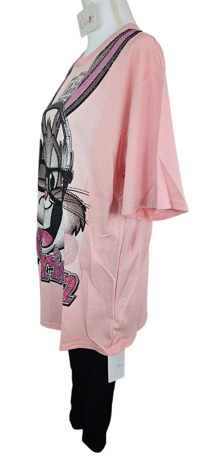 Tshirt rosa "Bux Bunny", Grösse onesize, 38 bis 44 von ROSE (REDUZIERT, kleines Loch!)