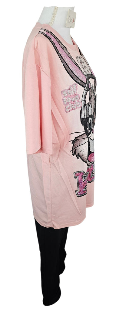 Tshirt rosa "Bux Bunny", Grösse onesize, 38 bis 44 von ROSE (REDUZIERT, kleines Loch!)