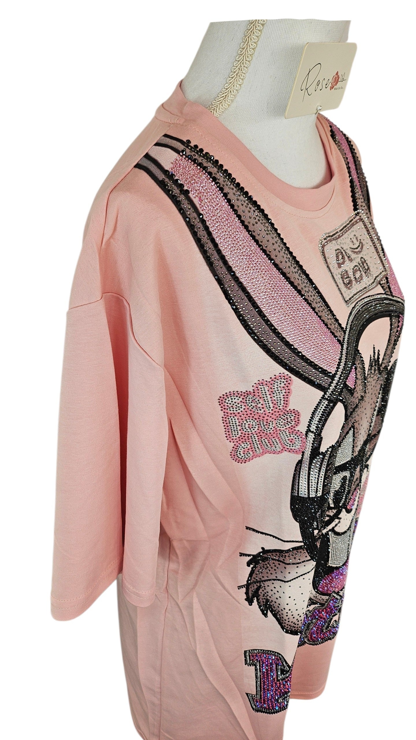 Tshirt rosa "Bux Bunny", Grösse onesize, 38 bis 44 von ROSE (REDUZIERT, kleines Loch!)