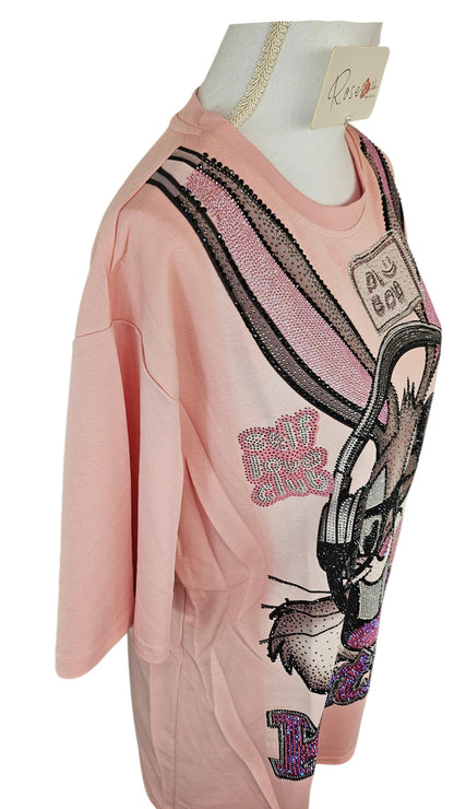 Tshirt rosa "Bux Bunny", Grösse onesize, 38 bis 44 von ROSE (REDUZIERT, kleines Loch!)