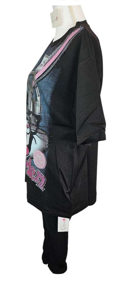 Tshirt schwarz "Bux Bunny", Grösse onesize 38 bis 44 von ROSE