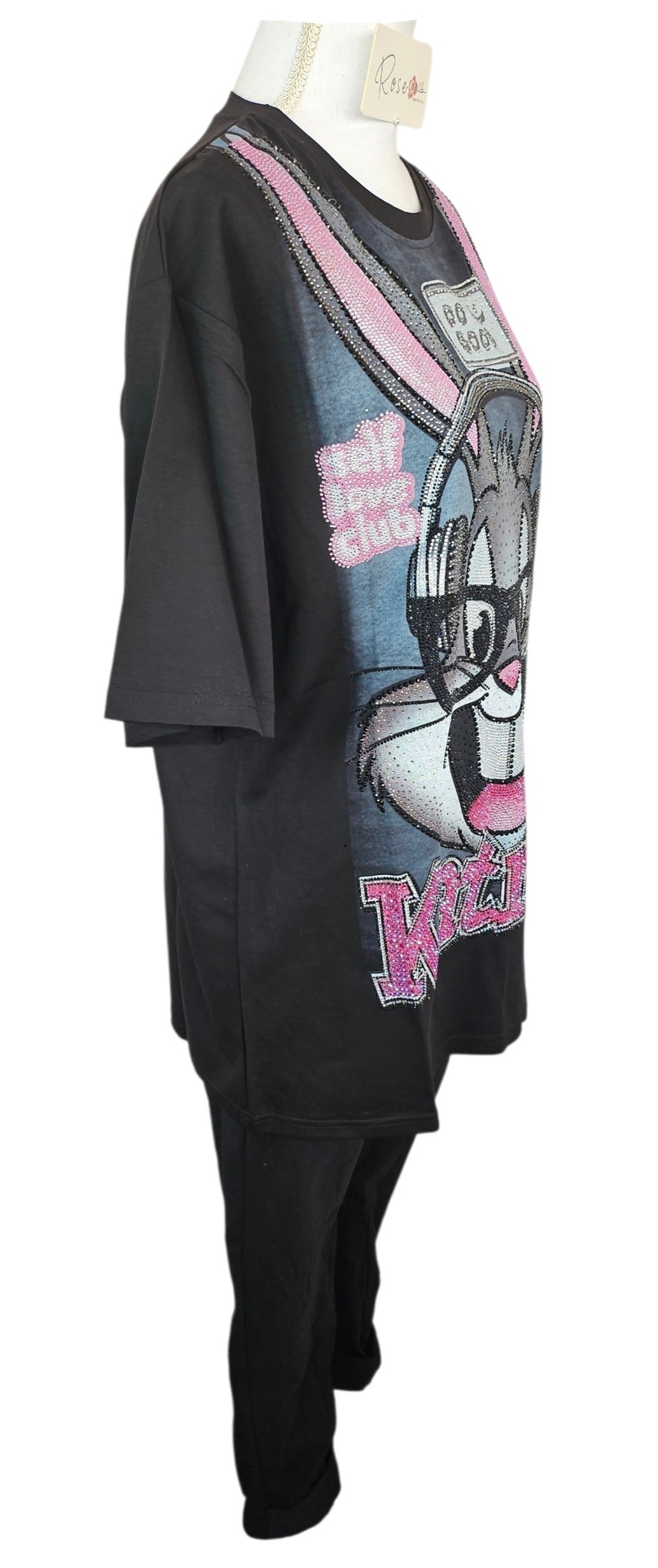 Tshirt schwarz "Bux Bunny", Grösse onesize 38 bis 44 von ROSE